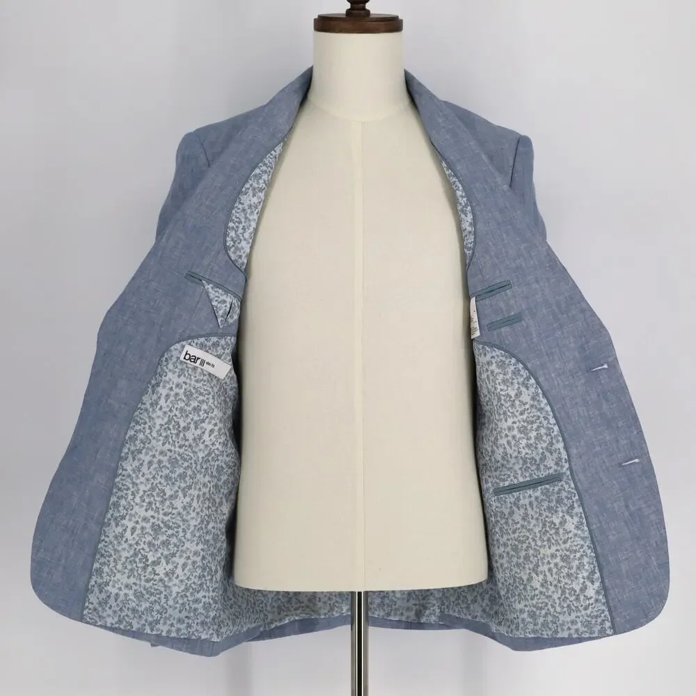 Bar III Men's Light Blue Linen Summer Casual Slim Formal Suit Jacket Size 36R
